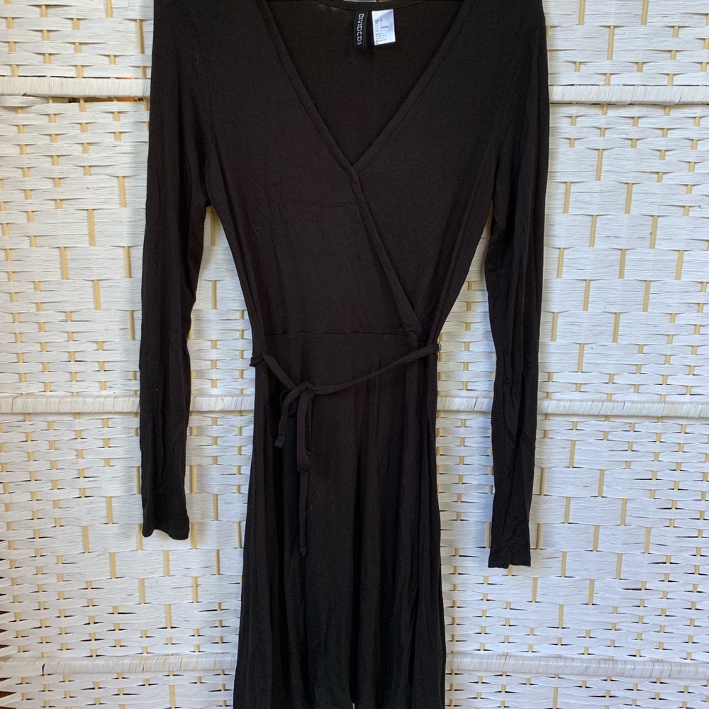 H&M Black Ballerina Style Long Sleeved Wrap Dress